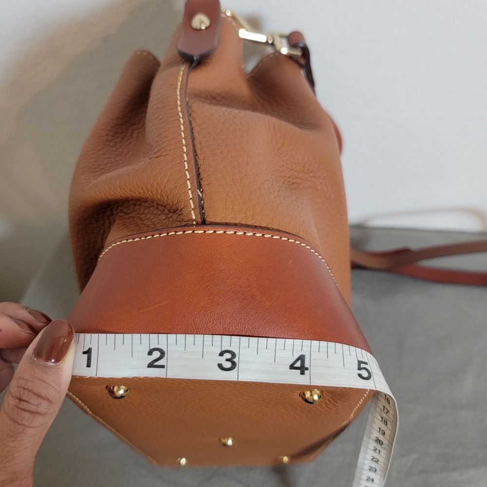 Dooney & Bourke Pebble Grain Leather Satchel Bag Caramel Brown Crossbody Handbag - Picture 11 of 16